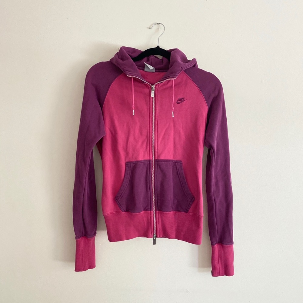 Nike pink/purple zip up hoodie
